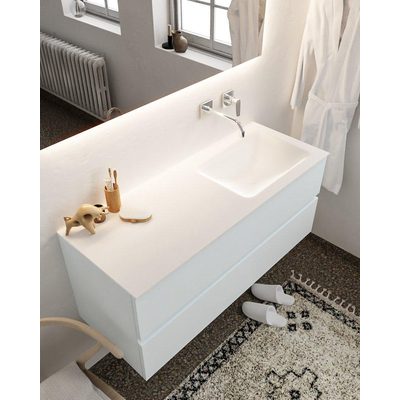 Mondiaz VICA ensemble de meuble de salle de bain - 120cm - meuble sous-vasque argile - 2 tiroirs - lavabo nuage droite - sans trou de robinet - miroir LED - version XL 60cm haut