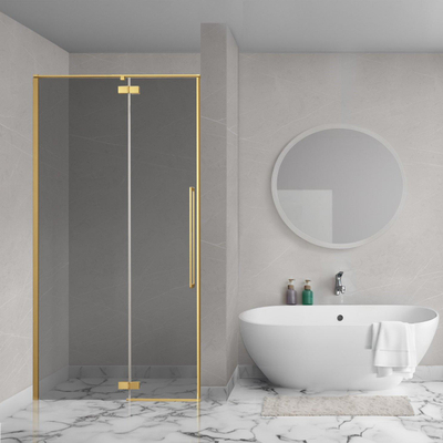Aqua Vista Oria Linea porte de niche - 140x200cm - incl. kit de montage - verre fumé - or brossé