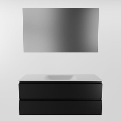 Mondiaz Aivy badmeubelset - 120x45x50cm - 0 kraangaten - 1 wasbak talc Solid surface - Midden - 2 lades - Met spiegel - MDF Urban