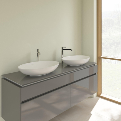 Villeroy & Boch Loop & Friends Opzetwastafel - 620 x 420 x 120 mat stone white (wit) CeramicPlus - met overloop