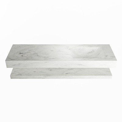 Mondiaz ALAN-DLUX Ensemble de meuble - 150cm - meuble Opalo mat - 0 tiroirs - Lavabo Cloud Opalo suspendu - vasque Droite - 1 trou de robinet