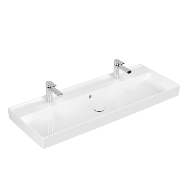 Villeroy & Boch Collaro lavabo à poser sur meuble - 120x47cm - avec trop-plein 2 trous de robinet blanc