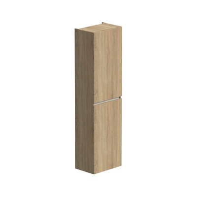 Thebalux Type badkamerkast 45x29x165cm 2 linksdraaiende deuren met softclose greeploos Greeplijst wit mat MDF/spaanderplaat oak grain