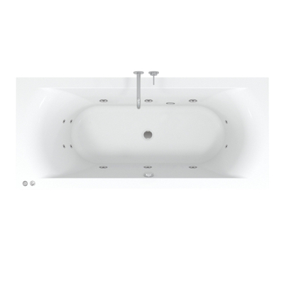 Riho Easypool 3.1 Lima baignoire balnéo droite 170x75cm hydro 6+4+2 commande pneumatique y compris pieds et bonde blanc