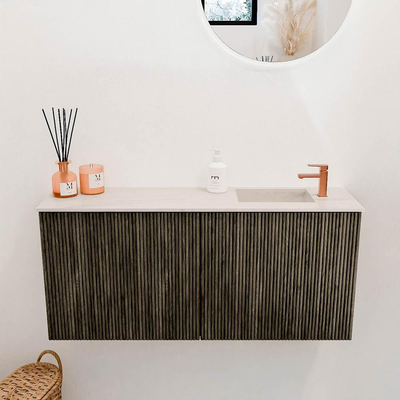 Mondiaz JOYA-DLUX 90cm toiletmeubel - kleur Shadow - Wastafel FAYE positie Rechts 1 kraangat kleur Meli.