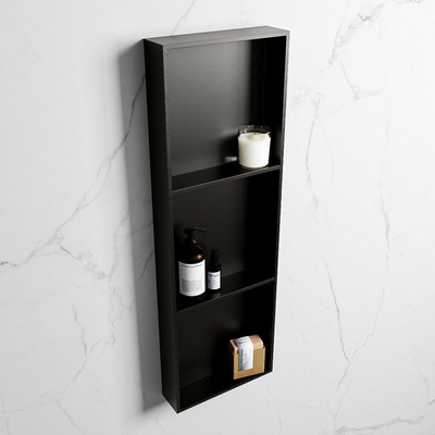 Mondiaz Easy niche 29,5x89,5x8cm - encastrable/sur meuble - 3 compartiments ouverts - Solid Surface - Urbain