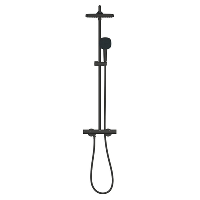 Grohe Vitalio Comfort 250 QuickFix Regendoucheset - 25cm - hoofddouche - vierkante handdouche - 2 straalsoorten - met douchethermostaat - matte black (mat zwart)