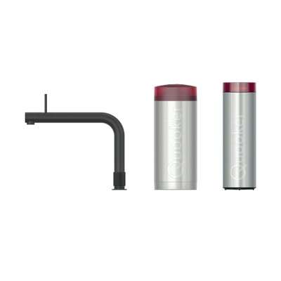 Quooker BE Front robinet d'eau bouillante - bec orientable - Combi incl. réservoir Cube - Eau chaude / bouillante / pétillante / filtrée - Noir