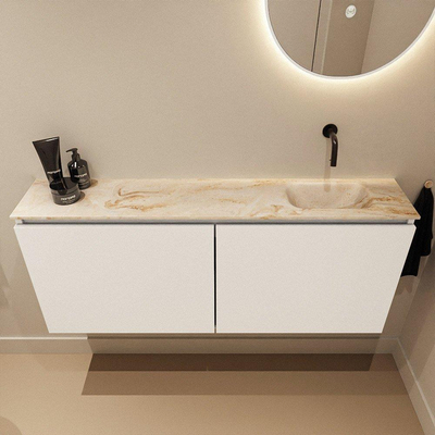 MONDIAZ TURE-DLUX 120cm toiletmeubel Talc. EDEN wastafel Frappe positie rechts. Zonder kraangat.