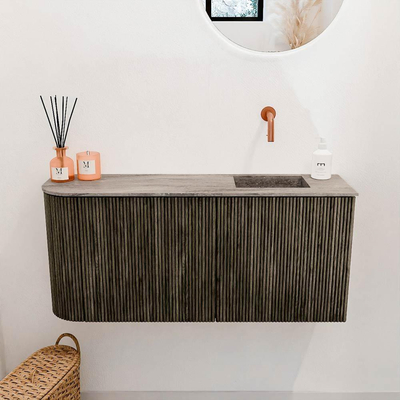 Mondiaz JOYA-DLUX 91.6cm toiletmeubel - ronding links kleur Shadow - Wastafel FAYE positie Rechts Zonder kraangat kleur Oza.