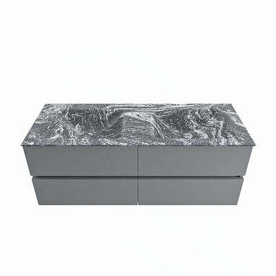 MONDIAZ VICA-DLUX Badkamermeubelset - 130cm - onderkast plata - 4 lades - inbouw wastafel cloud dubbel - zonder kraangaten - spiegel model spot - XL versie 60cm hoog - lava