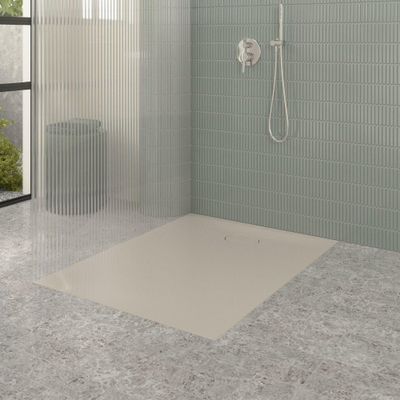 Villeroy & Boch Ecora douchebak - 120x90x3.5cm - afvoer korte zijde - almond (beige)