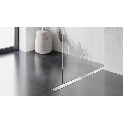 Fortifura Galeria douchegoot - 60cm - met gesloten rooster - met vloerflens - Geborsteld RVS PVD (RVS)