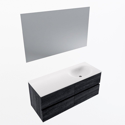 Mondiaz VICA ensemble de meuble de salle de bain - 120cm - meuble sous-vasque Anthracite - 4 tiroirs - lavabo moon droite - 1 trou de robinet - couleur talc - miroir LED - version XL 60cm haut