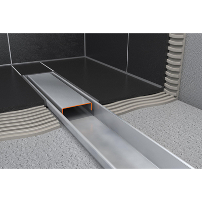 Easydrain Compact Zero afvoergoot 6x80cm enkele plaat met zijuitloop 50mm RVS TWEEDEKANS