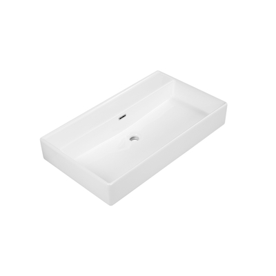 Saniclass Levina Meubelwastafel - 60.5x47x12cm - overloop - 1 wasbak - zonder kraangat - keramiek - wit glans