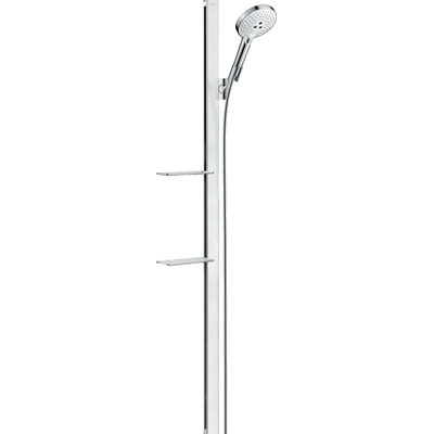 Hansgrohe Raindance Select S Ensemble de douche Unica - barre de douche - douchette Raindance Select S 120 3jet - porte-savon - tuyau de douche 150cm - 160cm - blanc/chrome