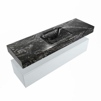Mondiaz ALAN-DLUX Ensemble de meuble - 150cm - meuble Clay mat - 1 tiroir - Lavabo Cloud Lava suspendu - vasque Centre - 1 trou de robinet
