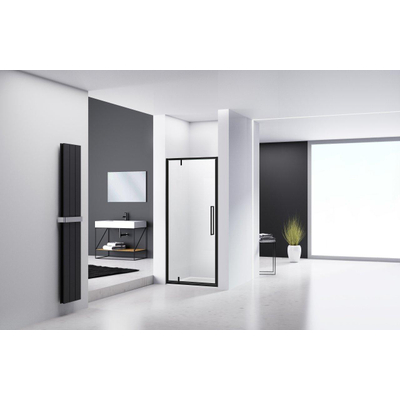 Van Rijn Products ST04 Porte de niche - 80x200cm - verre clair - épaisseur 6mm - noir