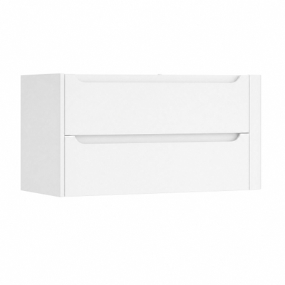 H&R Badmeubelen Juice Meuble sous vasque - 100x45x50cm - angle droit arrondi - 2 tiroirs - poignée intégrée - Blanc brillant