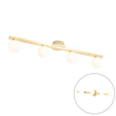 QAZQA Cederic badkamer plafondlamp - 68x10x13cm - 4 lichts - rond - messing (goud)