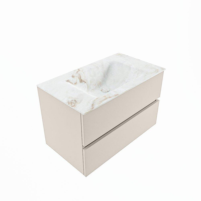 MONDIAZ VICA-DLUX Ensemble meuble de salle de bains - 80cm - meuble bas linen - 2 tiroirs - lavabo encastré cloud central - sans trous de robinet - version haute 60cm - frape