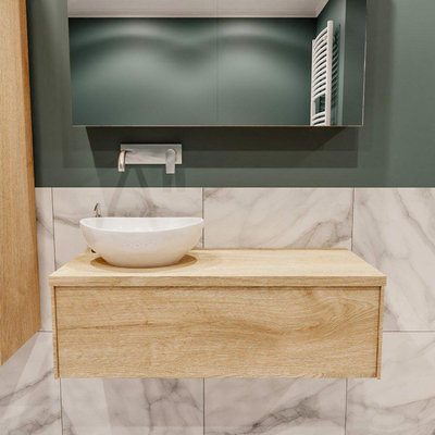 Mondiaz LUSH Meuble salle de bains avec 1 tiroir lavabo BARCO 100x30x45cm Gauche sans trou de robinet Washed oak