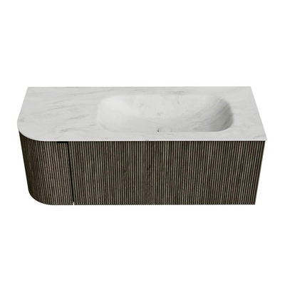 Mondiaz KURVE-DLUX Badkamermeubelset - 115x46x40cm - 1 lade - 1 deur - wastafel solid surface - rechts - 1 kraangat - Shadow
