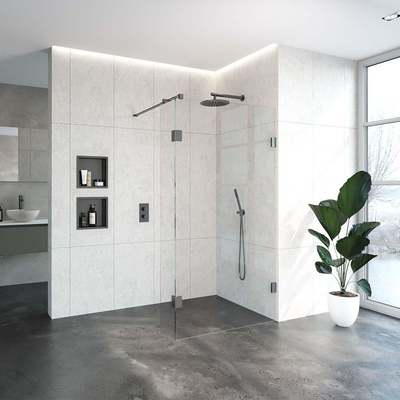 BRAUER Void paroi de douche à l'italienne verre clair 110x200 avec paroi latérale 30 incl. traitement anticalcaire PVD gunmetal brossé