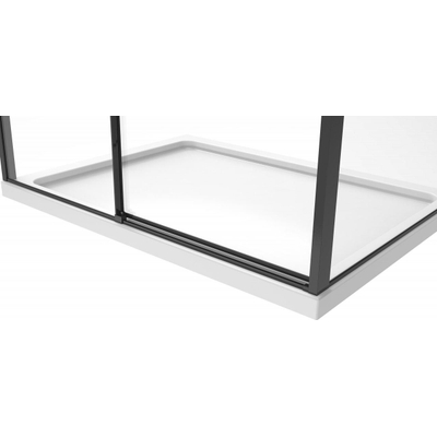 Van Rijn Products ST06 Softclose schuifdeur - 138.5x200cm - helder glas - dikte 8mm - tbv hoekcabine - incl. greep - zwart