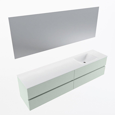 Mondiaz VICA ensemble de meuble de salle de bain - 200cm - meuble sous-vasque greey - 4 tiroirs - lavabo cloud droite - 1 trou de robinet - couleur talc - miroir LED - version XL 60cm de haut