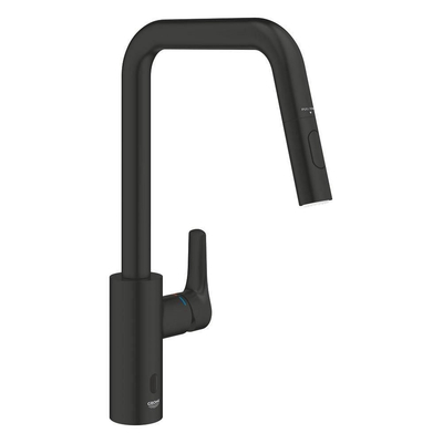 Grohe Eurosmart Mitigeur de cuisine - haut - bec pivotant - noir mat