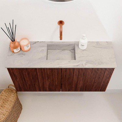 Mondiaz JOYA-DLUX 80cm toiletmeubel - kleur Ruby - Wastafel FAYE positie Midden Zonder kraangat kleur Glace.