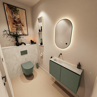 MONDIAZ TURE-DLUX 80cm toiletmeubel Army. EDEN wastafel Ostra positie links. Zonder kraangat.