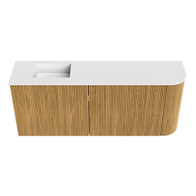 Mondiaz JOYA 101.6cm toiletmeubel - ronding rechts kleur Oak - Wastafel FAYE positie Links 1 kraangat kleur Talc.