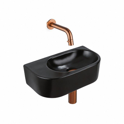 QeramiQ Fuente fonteinset – halfrond – 40x21.5x12 cm – zonder kraangat – geborsteld koperen kraan