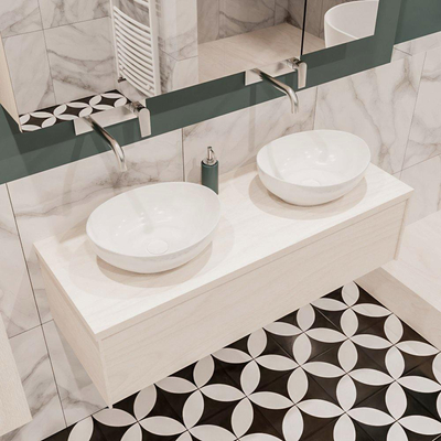 Mondiaz LUSH Meuble salle de bains Underlayment 1 tiroir 120x30x45cm lavabo BARCO double sans trou de robinet