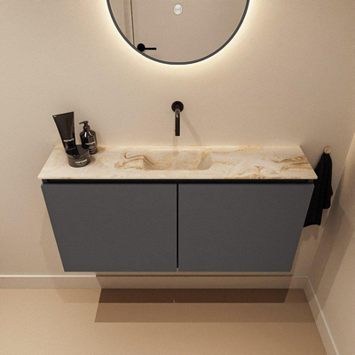 MONDIAZ TURE-DLUX 100cm meuble WC Dark Grey. EDEN lavabo Frappe position milieu. Sans trou de robinet.