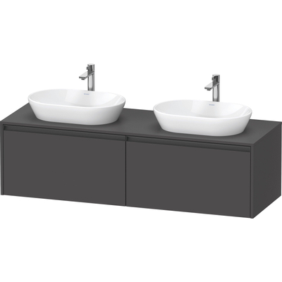 Duravit Ketho.2 Wastafelonderbouwkast - inclusief consoleplaat - met 2 laden - voor dubbele waskommen - 160x55x45.9cm - met handgrepen antraciet - grafiet mat