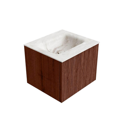 Mondiaz KURVE-DLUX Badkamermeubelset - 50x46x40cm - 1 lade - wastafel solid surface - midden - zonder kraangat - Ruby