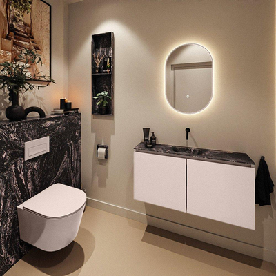 MONDIAZ TURE-DLUX 100cm toiletmeubel Rosee. EDEN wastafel Lava positie midden. Zonder kraangat.