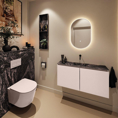 MONDIAZ TURE-DLUX Meuble toilette - 100cm - Rosee - EDEN - vasque Lava - position centrale - sans trou de robinet