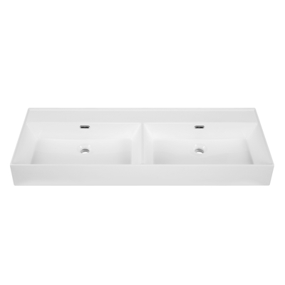 Saniclass Legend Meuble lavabo - 120.5x47x12cm - trop-plein - 2 lavabos - sans trou de robinet - céramique - brillant