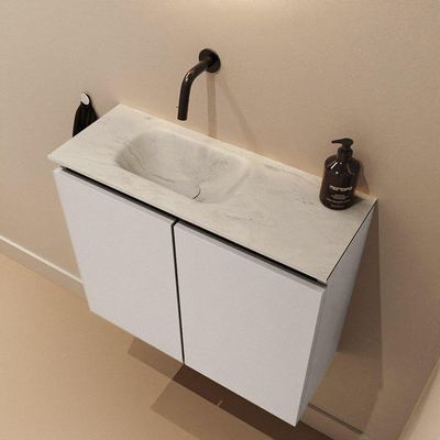 MONDIAZ TURE-DLUX 60cm toiletmeubel Linen. EDEN wastafel Opalo positie links. Zonder kraangat.