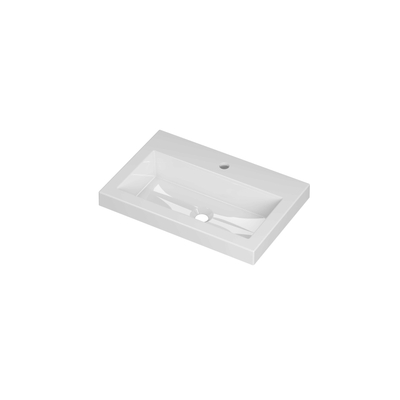INK Roots lavabo - 60x40x6cm - 1 bassin - 1 trou de robinet - porcelaine blanc brillant