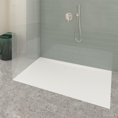 Villeroy & Boch Ecora douchebak - 150x90x3.5cm - afvoer lange zijde - white alpine (wit)