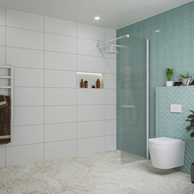 FugaFlow Eccelente Vetro Douche à l'italienne - 60x200cm - verre nervuré - Blanc mat