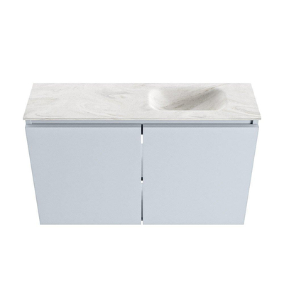 MONDIAZ TURE-DLUX 80cm toiletmeubel Clay. EDEN wastafel Ostra positie rechts. Met 1 kraangat.