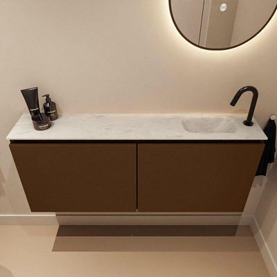 MONDIAZ TURE-DLUX 120cm toiletmeubel Rust. EDEN wastafel Opalo positie rechts. Met 1 kraangat.