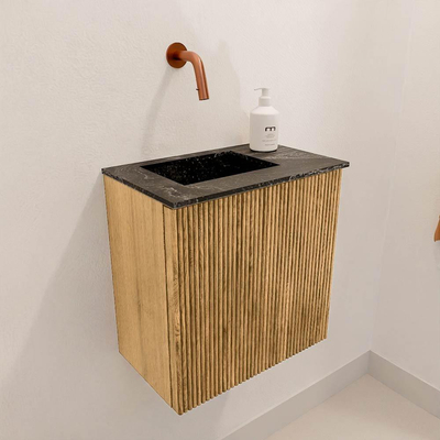 Mondiaz JOYA-DLUX Meuble de toilette 40cm - couleur Chêne - Lavabo FAYE position Gauche Sans trou de robinet couleur Lava